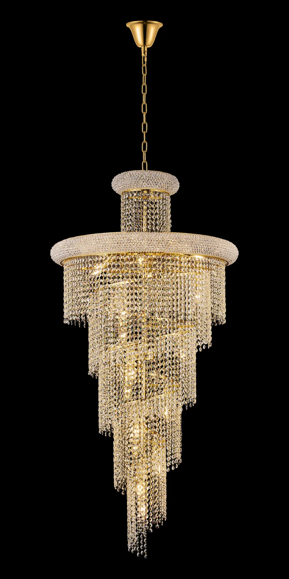 Alexandra Gold Crystal Ceiling Lights Diyas Statement Crystal Fittings